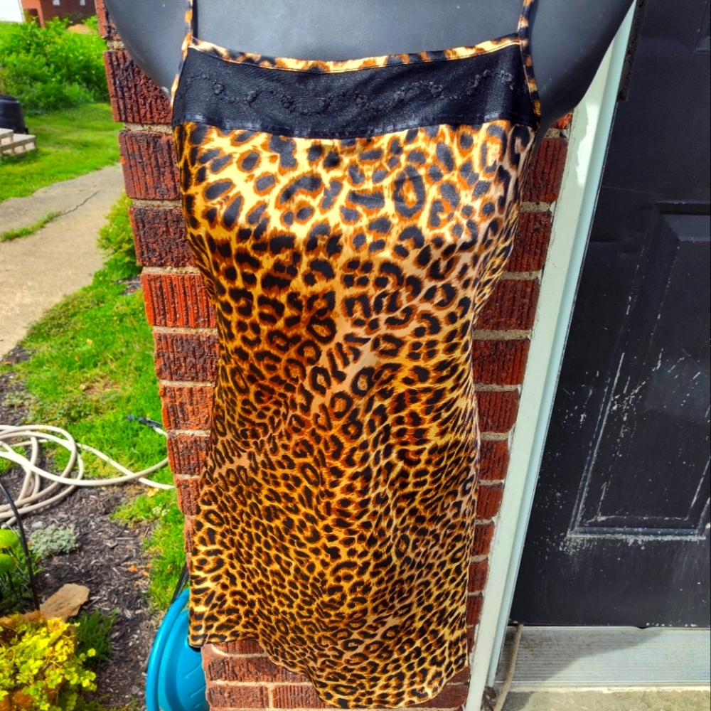 1990's leopard silk slip dress. Size large but fits like a medium.